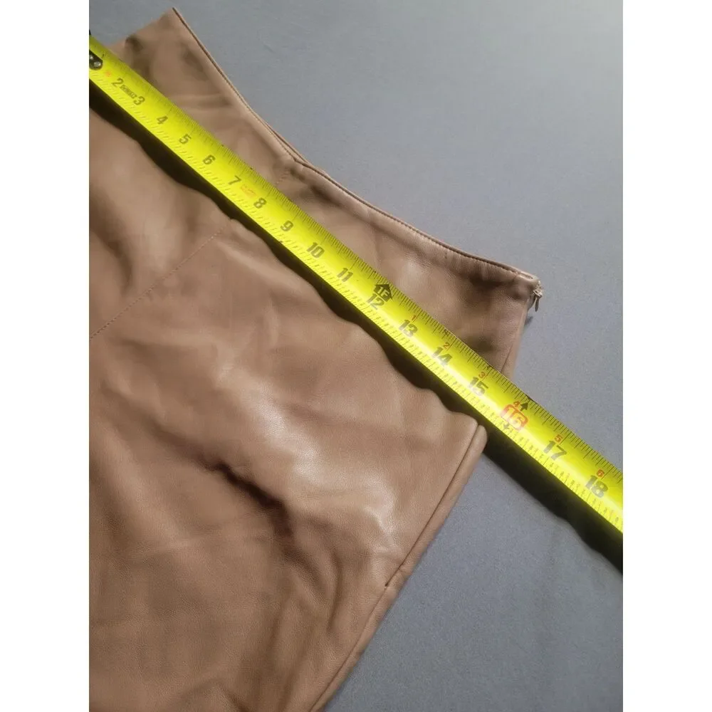 Sans Souci Faux Leather High Waist Shorts Medium Tan Beige Concealed Zip